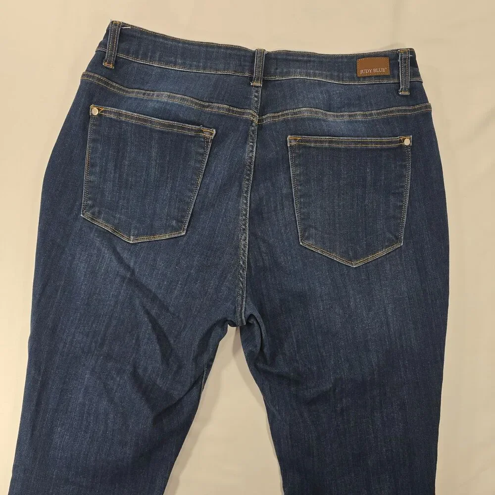 Judy Blue Womens Size 18W Skinny Fit Distressed Raw Hem Jeans Dark Wash Denim BM - Picture 7 of 8